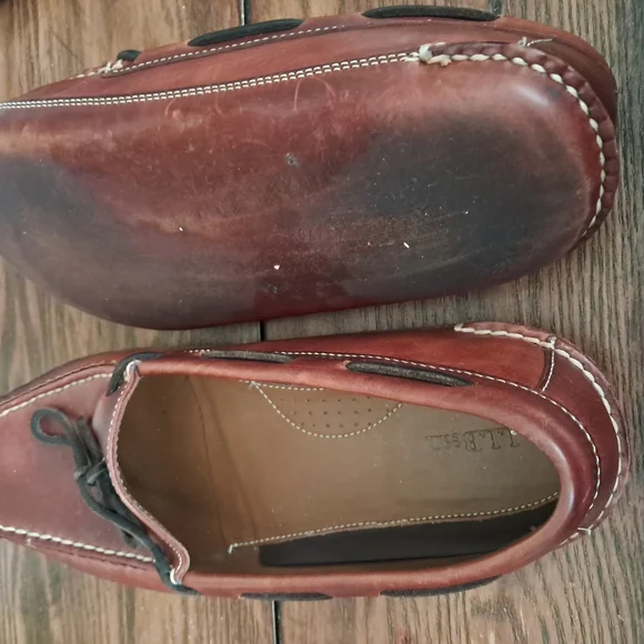 L.L. Bean Brown Leather Loafers with Decorative Lacing - Picture 3 of 3